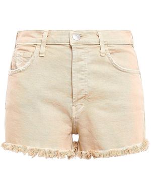 Current/Elliott Distressed Frayed Denim Shorts - Natural