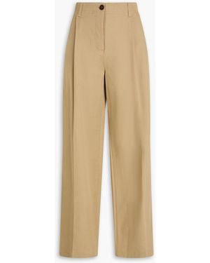 TOTEME Pleated Cotton-Twill Straight-Leg Trousers - Natural