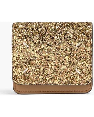 Maison Margiela Glittered Leather And Satin Wallet - Natural
