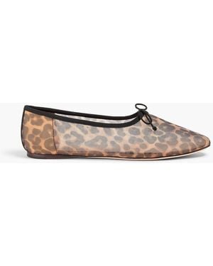 Loeffler Randall Landon Leopard-Print Mesh Ballet Flats - White