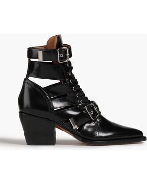 Chloé Rylee Cutout Leather Ankle Boots - Black