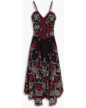 Charo Ruiz Omelia Broderie Anglaise Cotton-blend Midi Dress - Purple