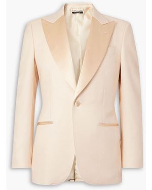 Tom Ford Slim-Fit Satin-Trimmed Wool And Silk-Blend Twill Tuxedo Jacket - Natural