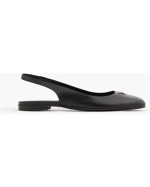 Bally Embellished Leather Slingback Flats - Black