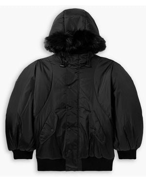 Simone Rocha Plush-Trimmed Padded Tech-Shell Hooded Jacket - Black