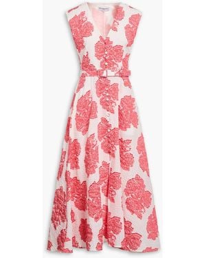 Evi Grintela Caroline Fil Coupé Cotton-Blend Seersucker Midi Dress - Red