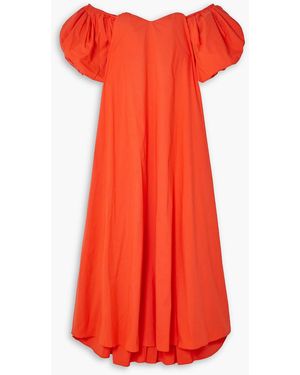 Caroline Constas Palmer Off-the-shoulder Cotton-blend Poplin Maxi Dress - Red