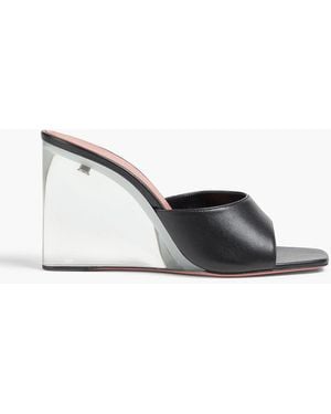 AMINA MUADDI Lupita Leather Wedge Mules - Black