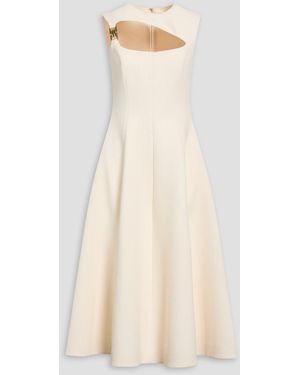 Rebecca Vallance Freyja Cutout Embellished Crepe Midi Dress - Natural