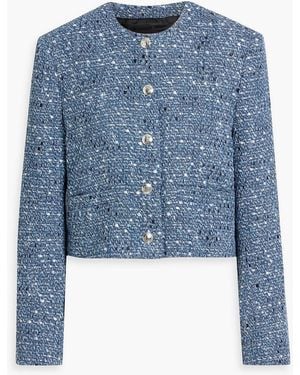 Anine Bing Amber Cotton-Blend Tweed Jacket - Blue