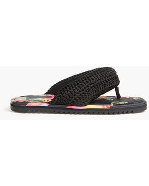 FARM Rio Crochet-Knit Flip Flops - Black
