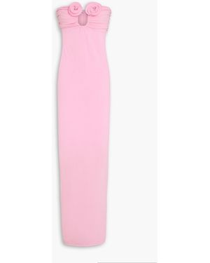Magda Butrym Strapless Floral-appliquéd Stretch-jersey Maxi Dress - Pink