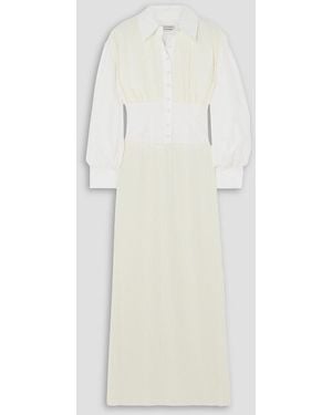 Renaissance Renaissance Giulia Pleated Crepe De Chine And Cotton-poplin Maxi Shirt Dress - White