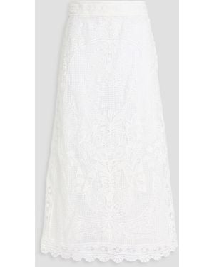 FARM Rio Guipure Lace Midi Skirt - White