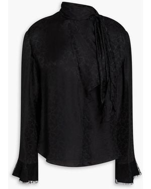 Isabel Marant Raphaella Lace-Trimmed Jacquard Blouse - Black