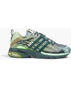 adidas Adistar Cushion Embroidered Mesh And Satin Trainers - Green