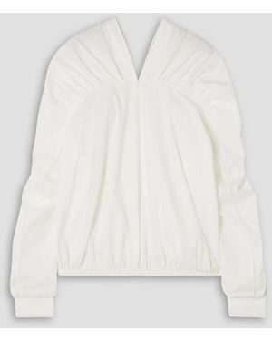 DIOTIMA Braceback Embroidered Cotton-poplin Blouse - White