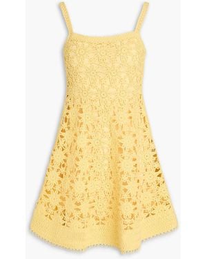 Maje Crocheted Cotton Mini Dress - Yellow