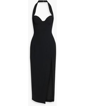 Nicholas Nabin Woven Halterneck Midi Dress - Black