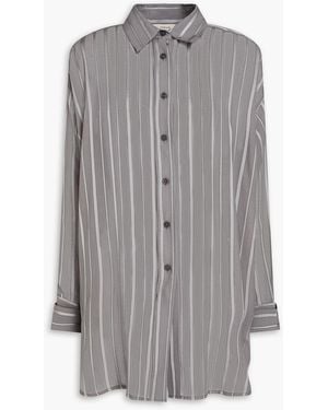 REMAIN Birger Christensen Oversized Striped Georgette Shirt - Grey