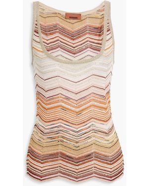 Missoni Metallic Sequin-Embellished Crochet-Knit Tank - Brown