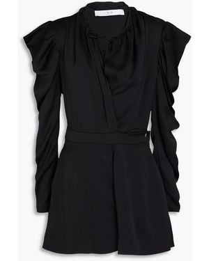 IRO Gathered Satin-crepe Playsuit - Black