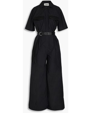 Nanushka Jumpsuit mit weitem bein aus baumwollpopeline mit gürtel - Schwarz