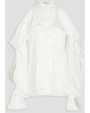 Palmer//Harding Oberteil aus glänzendem twill mit rüschen und cut-outs - Weiß