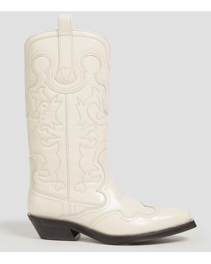 Ganni Cowboy boots aus leder - Weiß