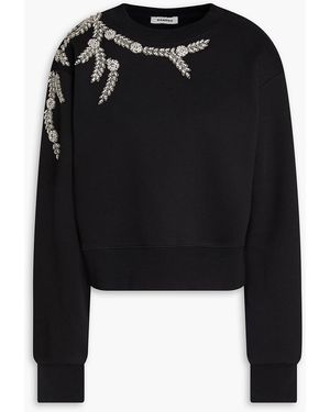 Sandro Crystal-Embellished Cotton-Blend Fleece Sweatshirt - Black