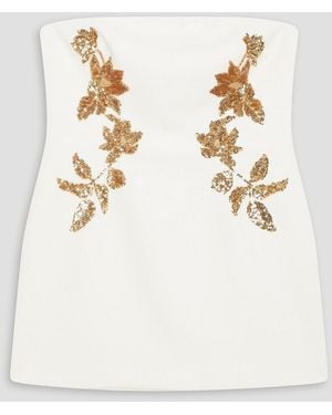 Rebecca Vallance Versailles Strapless Embellished Crepe Mini Dress - Natural