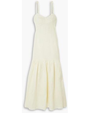 Peony Gestuftes midikleid aus leinen mit rückenausschnitt - Weiß
