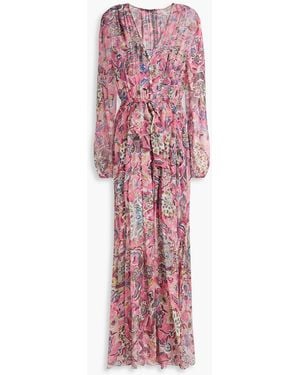 Veronica Beard Elvita Gathered Silk-chiffon Maxi Dress