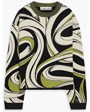 Diane von Furstenberg Tierna Intarsia-Knit Sweater - Black