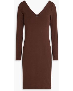 James Perse Lotus Cotton-Blend Jersey Mini Dress - Brown