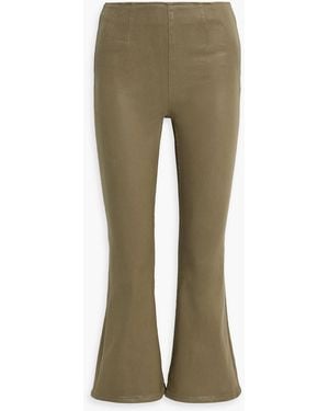 Veronica Beard Carson Coated High-Rise Kick-Flare Jeans - Green