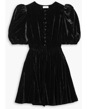 RHODE Georgia minikleid aus samt mit raffungen - Schwarz
