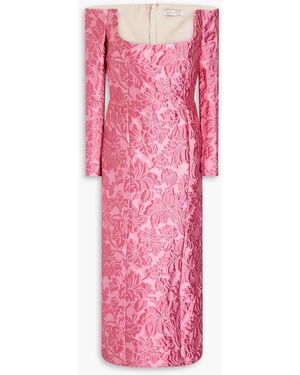 Emilia Wickstead Birch Off-the-shoulder Cloqué Midi Dress - Pink