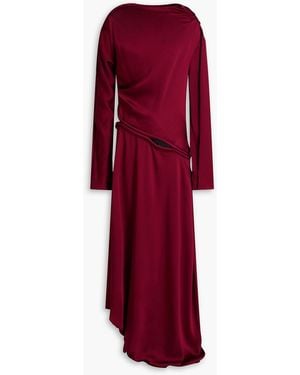 Victoria Beckham Asymmetric Satin-Crepe Maxi Dress - Red