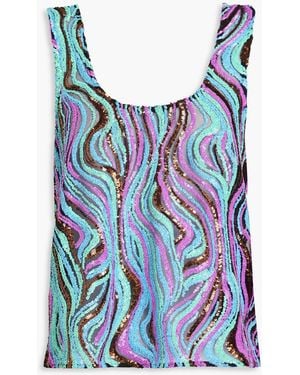 Maje Sequined Tulle Top - Blue