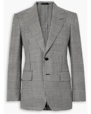 Tom Ford Dyllan Prince Of Wales Checked Stretch Wool, Silk, Linen And Mohair-Blend Blazer - Gray