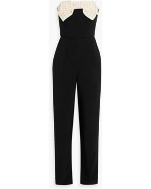 Saloni Sable Strapless Embellished Cady Jumpsuit - Black