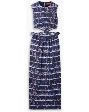 Altuzarra Ashima Cutout Tie-dyed Cotton-blend Poplin Midi Dress - Blue