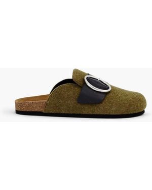 JW Anderson Buckled Felt Slippers - Green