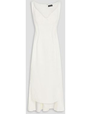 David Koma Off-The-Shoulder Pleated Cady Midi Dress - White