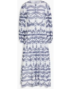 Charo Ruiz Kaika Broderie Anglaise Midi Dress - Blue