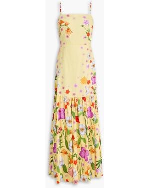 Borgo De Nor Cordelia Tiered Floral-Print Cotton Maxi Dress - Metallic