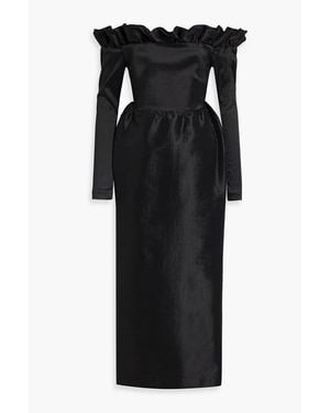 Kika Vargas Enya Off-The-Shoulder Taffeta Midi Dress - Black
