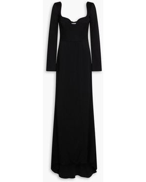 Galvan London Arch Stretch Knit-Paneled Satin-Crepe Gown - Black