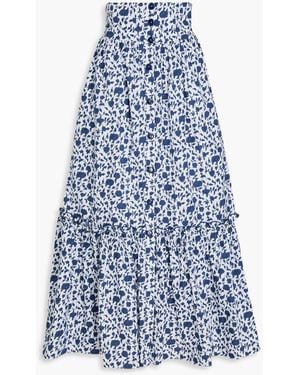 Loretta Caponi Tecla maxirock aus baumwolle mit blumenprint - Blau
